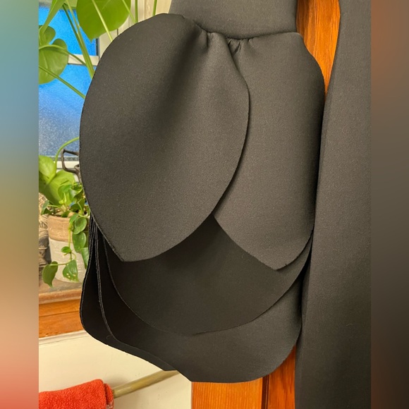 Petal Neoprene Sleeve Black Fitted Dramatic Dress EUC - Picture 13 of 15